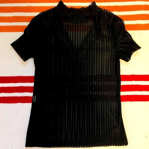 NWOT Zara Black High Neck Top - Size Small - Picture 2 of 4
